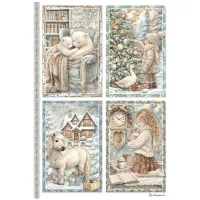 Stamperia White Christmas A4 Rijstpapier Selectie (6 stuks) door Cristina Radovan ( DFSA4XWG)